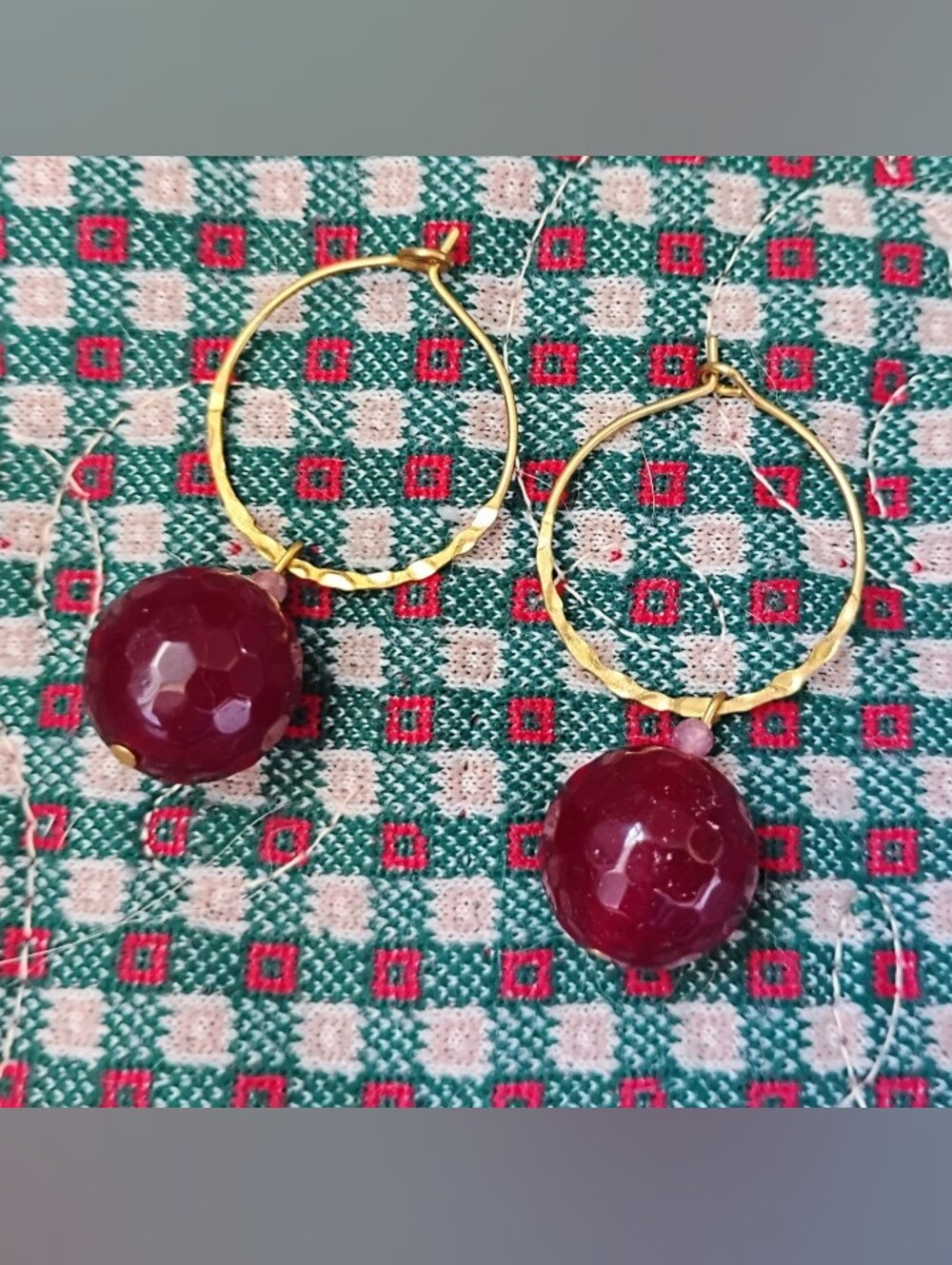 Faceted Ruby and Pink Tourmaline Hoops